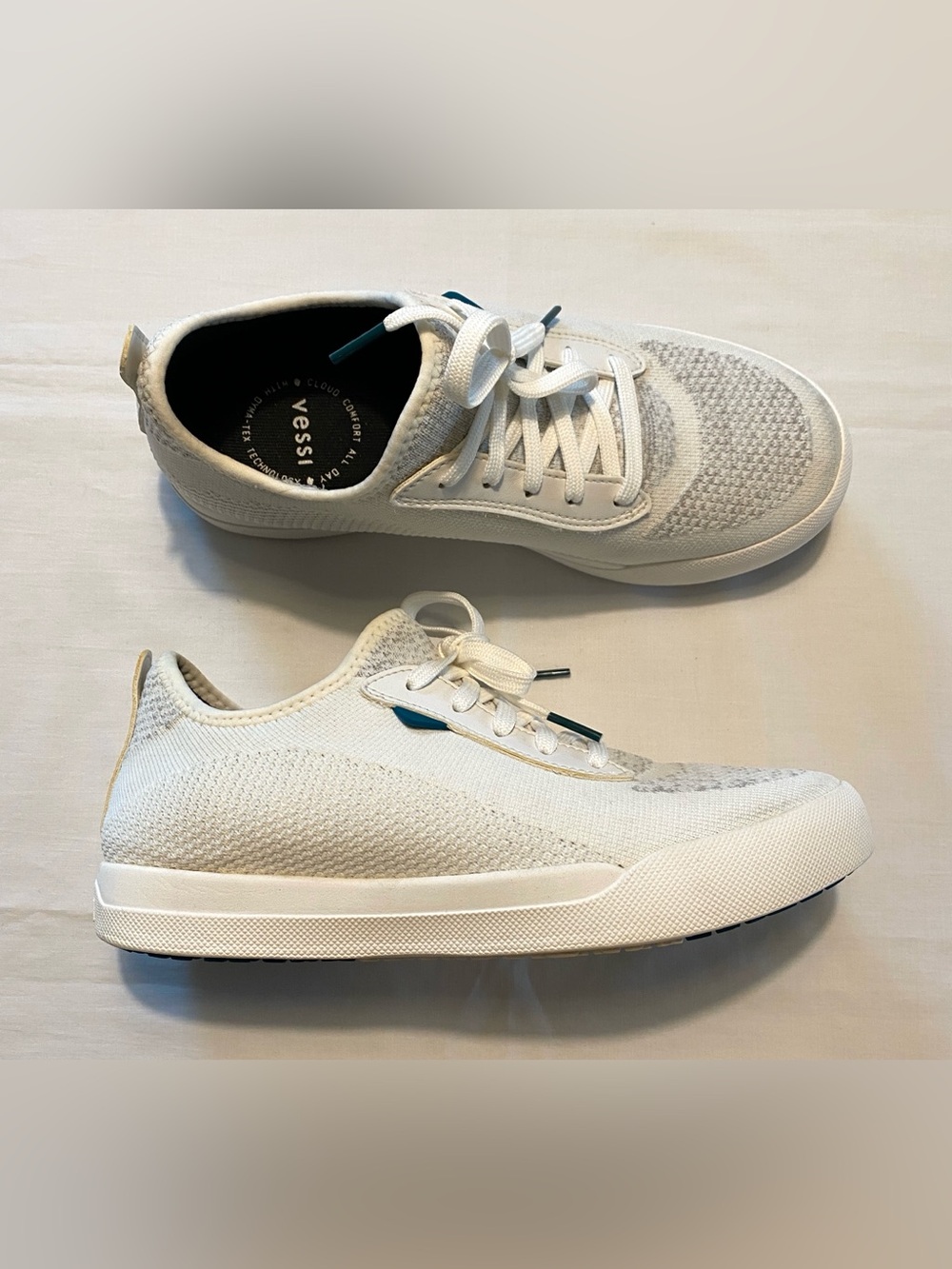 Vessi Weekend Waterproof Knit Sneakers Marble White Grey Women’s 8 Men’s 7